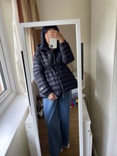 Burberry Lightweight Hooded Down Jacket In Dark Charcoal Blue Size L