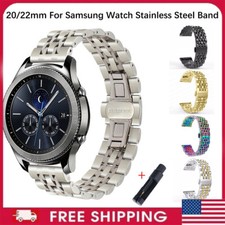 22/20mm For Samsung Galaxy Watch 3 45mm Active2 44mm Stainless Steel Band Strap