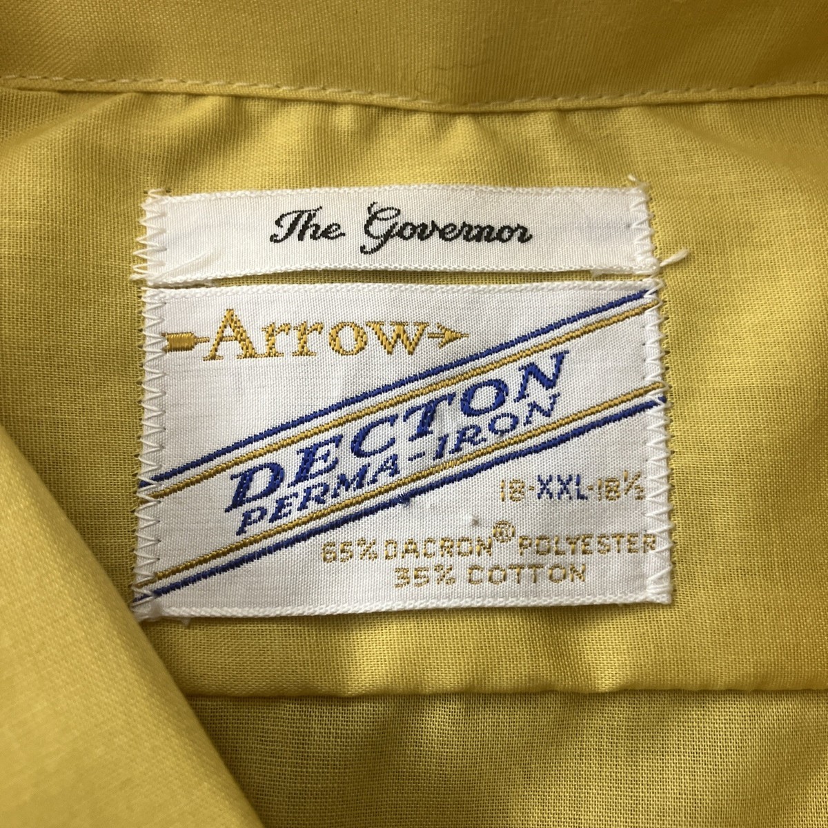 ②70s USA Arrow open collar shirt check M ARROW Long Sleeve Shirt S Blue Check 50S Open Collar Shirt