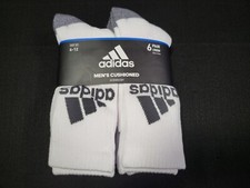 Adidas Mens Sports Training Athletic Crew Socks 6 Pairs SZ 6-12 white gray