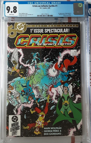 Crisis on Infinite Earths #1 CGC 9.8  1st Blue Beatle &Detective Karp in DCU key
