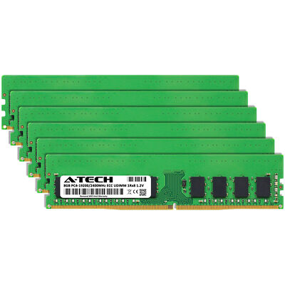 A-Tech 48GB 6x 8GB 1Rx8 PC4-19200E DDR4 2400 MHz ECC UDIMM Server