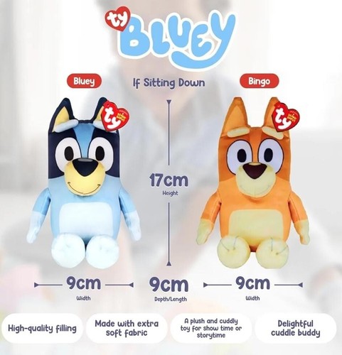TY Originale Beanie Babies Collezione Bluey Bingo 18 cm Peluche Morbido UK STOCK - Foto 4 di 5