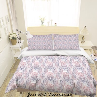 3D Mandala Lotus Pattern Pink Quilt Cover Set Bedding Sets Pillowcases 64