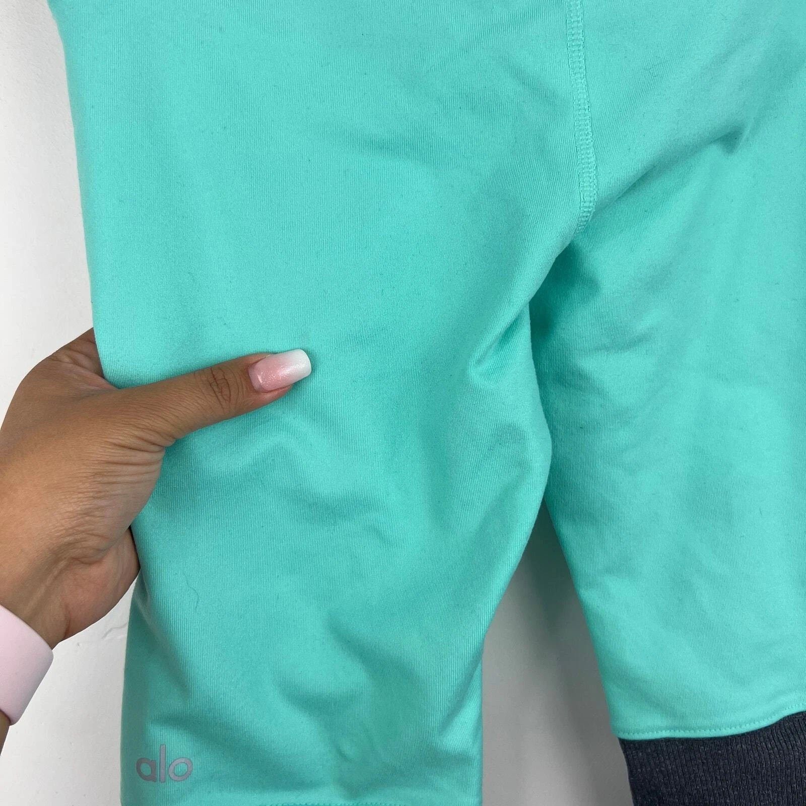 alo-yoga goddess ribbed turquoise leggings