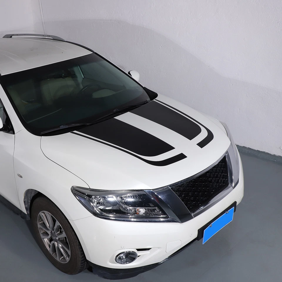 Calcomanía adhesiva de vinilo negra a rayas para capó de carreras 1 pieza para Nissan Pathfinder 13-18 Foto 4 de 4