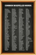 Common Misspelled Words Reference Chart Poster 12x18