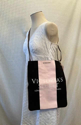 Victoria’s Secret Cross Body Tote, Pink & Black with “Leather” Trim, NWT - Picture 14 of 15