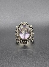Vintage Amathyst Sterling Silver Floral Ring