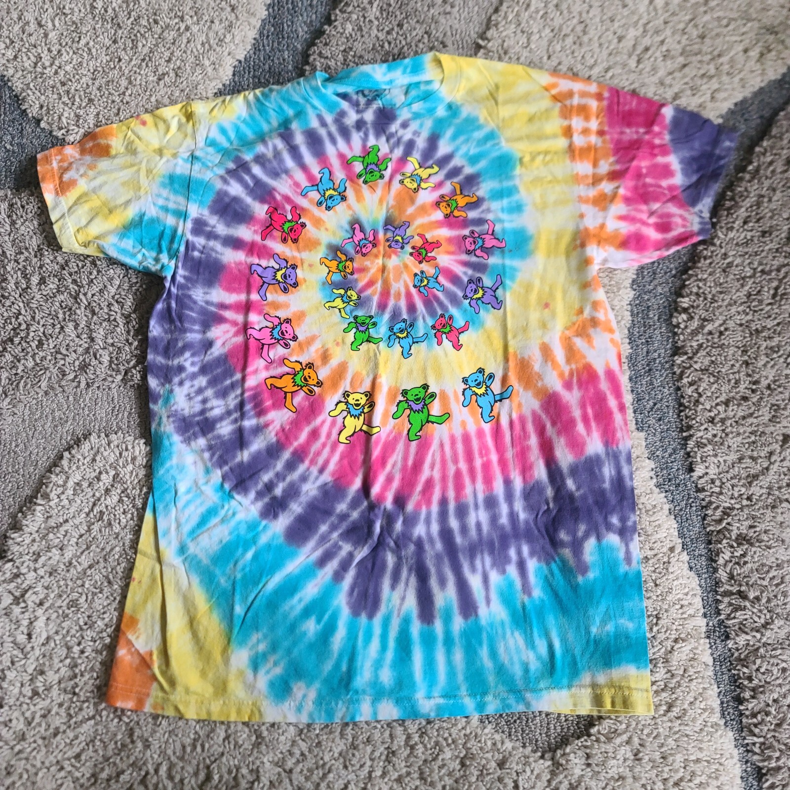 Grateful Dead Men's Dancing Bears Shirt Small Multicolor TieDye Short Sleeve eBay