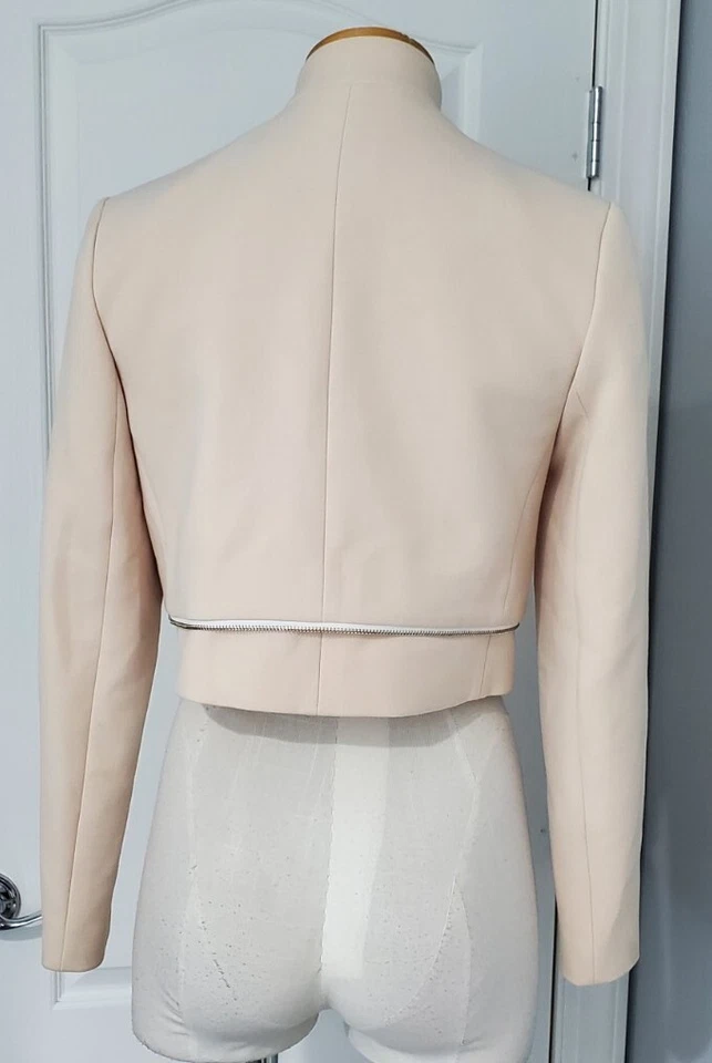 NEW $475 Rebecca Taylor Size 4 Double Layer Ecru Cropped Open Blazer Jacket NWT - Image 3 of 4