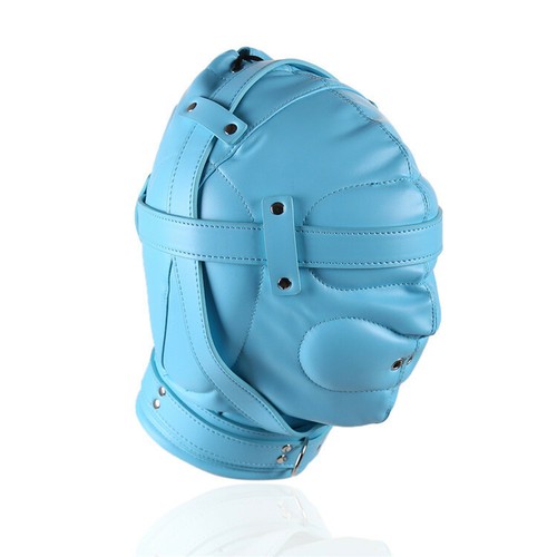 Rote abschließbare weiche Leder Bondage Haube Sinnesentzug Maske Haube Augenbinde - Bild 15 von 38