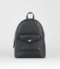 New New Look Cute Black Popper Pocket Zip Around Mini Backpack Bag With Handle
