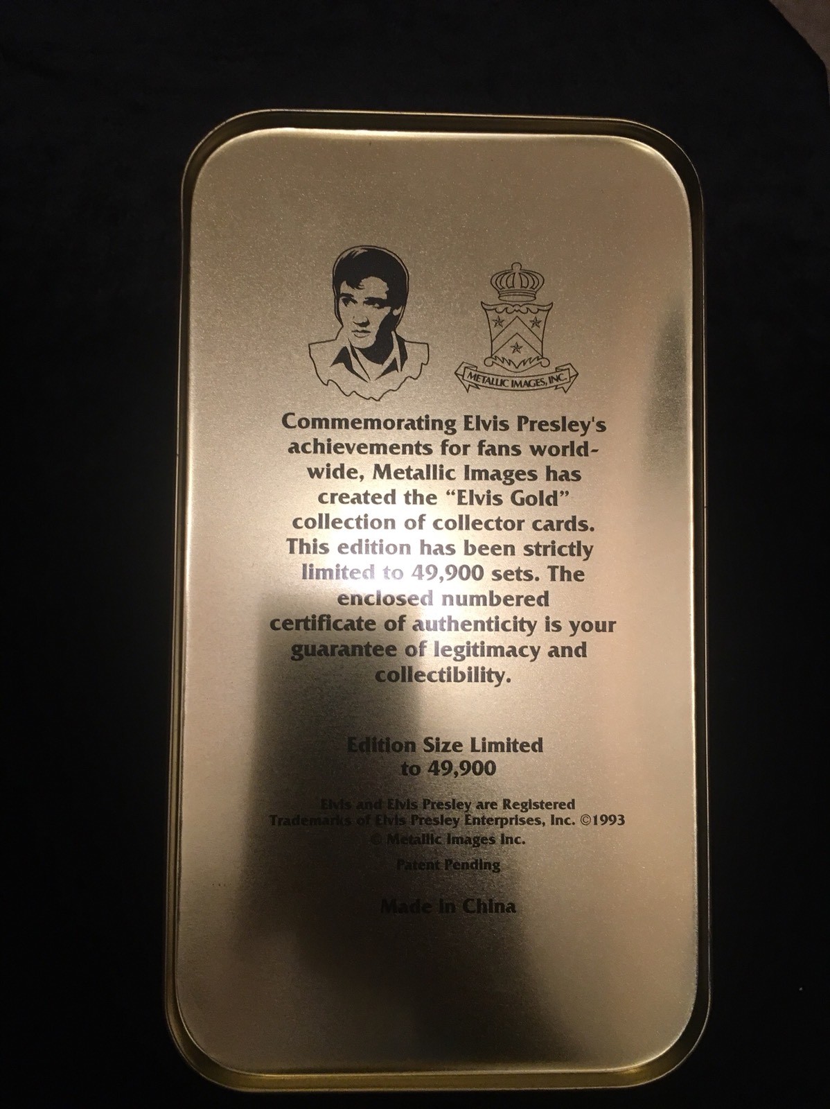 1993 Elvis Presley Gold Metallic Impressions Collector Card Set Series