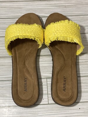 Array Carrillo Yellow Rafia Fabric Slide Comfort Sandal Womens Size 11W