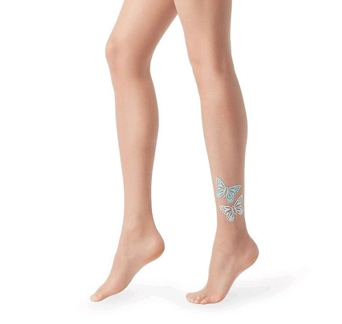 Calze collants donna nudo velato 15 denari con farfalle glitter Calzedonia  S/M | eBay