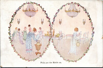 Postcard - Polly Put the Kettle On - Illustrated H. Willebeek Le Mair 