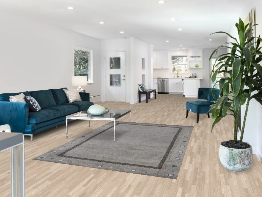 Bordered Artisan-crafted Grey Gabbeh Rug Wool Hand-tufted Carpet 5x8 ft - Image 2 of 4