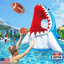 Pool Toys, 3-in-1 Inflatable Basketball and Football and Head Hoop Pool Float