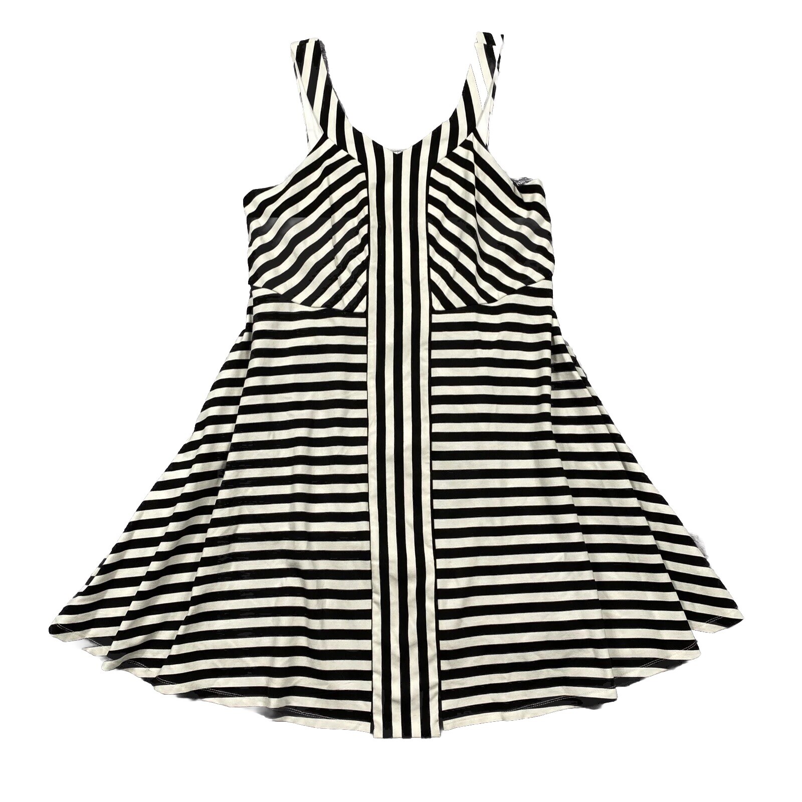 Torrid Fit &Flare Skater Dress Womens PLUS Size 2X Black White Stripes NEW Beach