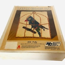 Vintage Latch Hook Kit Polly Parrot Bird Cage 404 National Yarn Crafts 1980 USA