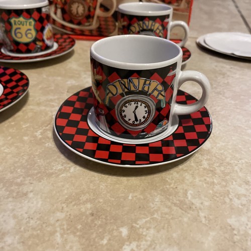 Sakura Espresso Cup Saucer Set of 4 Route 66 Diner Demitasse Cappuccino 5oz NOS - Picture 2 of 10