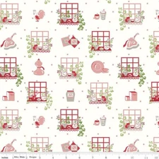 By The YARD, Kitchen Cook Book Cottage Windows by Riley Blake Cotton Fabric