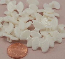 12 Cream Plastic Bowtie Bow Tie Shaped Buttons 11/16" 17MM Wide # 6339