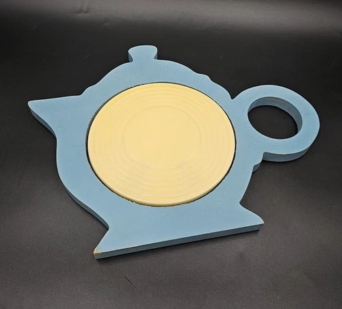 Homer Laughlin FIESTA YELLOW Wood Frame Trivet GOOD HTF - product listing photo