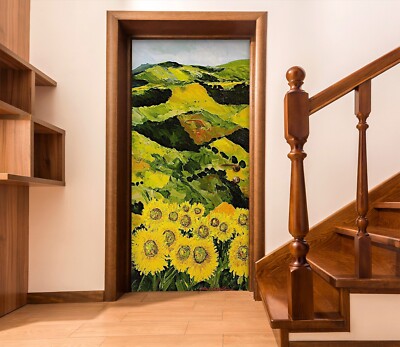 3D Sunflower Hillside C7 Türbild Wandbild Wandtattoo Türaufkleber Allan P Sinsin