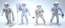 Four 1970 MARX Toys USA Made 6" White Astronauts Moon Landing Figures Plastic