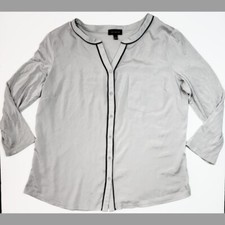 Size L 3/4 length sleeve Button Down Chiffon blouse shirt top