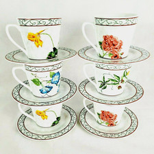 American Atelier Cup & Saucer Set 6 Floral Cottagecore Shabby Chic Romantic VTG