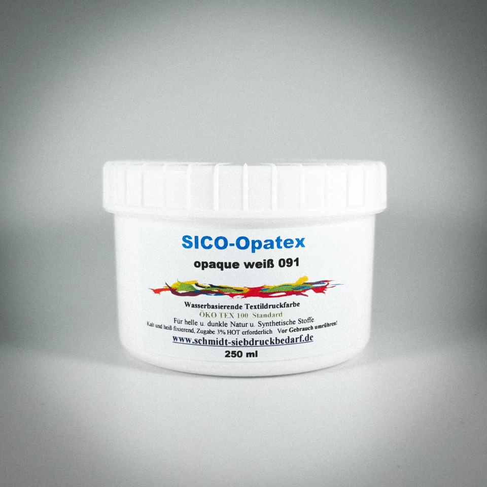 250ml SICO OPATEX 091 opaque weiß | Siebdruckfarbe für helle & dunkle Textilien