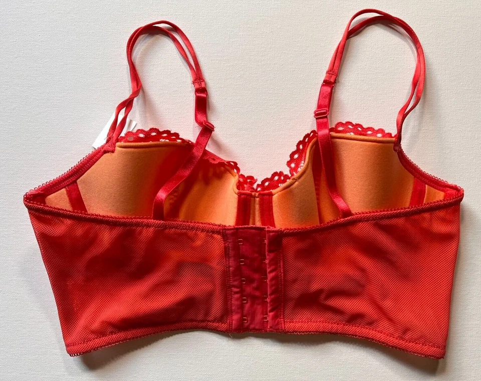 ¡Nuevo! Sujetador de encaje con aros naranja rojo b.tempt'd by Wacoal talla L Foto 2 de 4