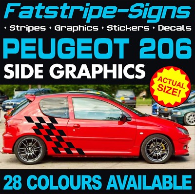 passend für Peugeot 206 Grafik Streifen Decals Aufkleber GTI MOPS 1.0 1.4 1.6 2.0 CC