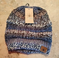New C.C Exclusives RN#88320 Black, Gray, Beige, Blue Beanie Knitted Winter Hat