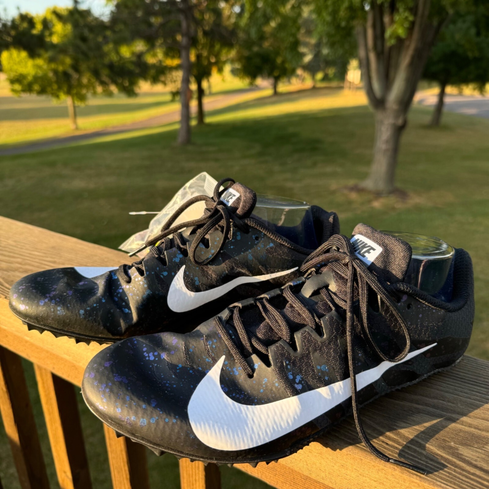 SAOLA Scarpe Nike Zoom Rival D 10.5 Track & Field nere bianche blu punte incl