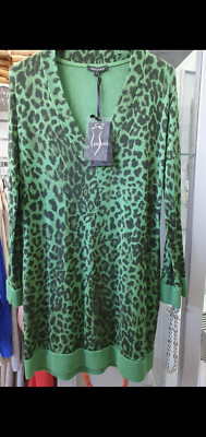 Ancora  Long Strick Pullover  Verena Leo  grün -schwarz  Gr.3 ( 40/42)