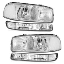 headlights OE Replacement Clear Lens  Chrome Housing  Clear Reflector