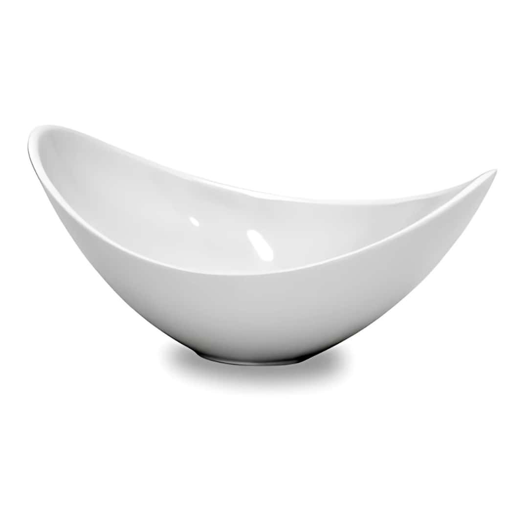 White Oval Melamine Salad Bowl 23X14 Cm Le Nouveau Coq