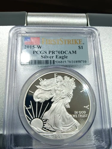 2015 W Proof $1 American Silver Eagle Dollar PCGS PR70 DCAM