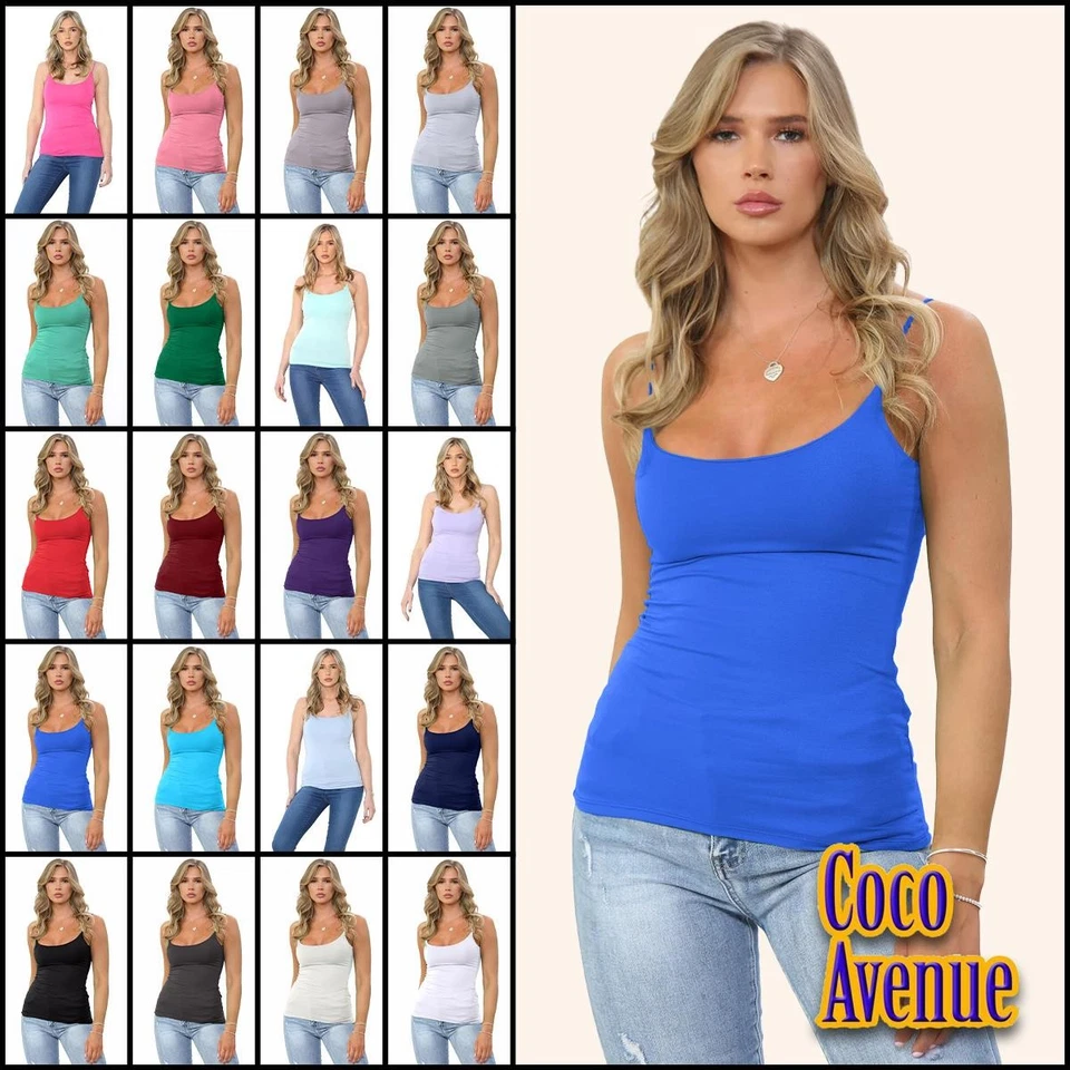 Ladies Plain Cami Vest Sleeveless Strappy Bodycon Summer T-Shirt Jersey Tank Top - Image 1 of 1