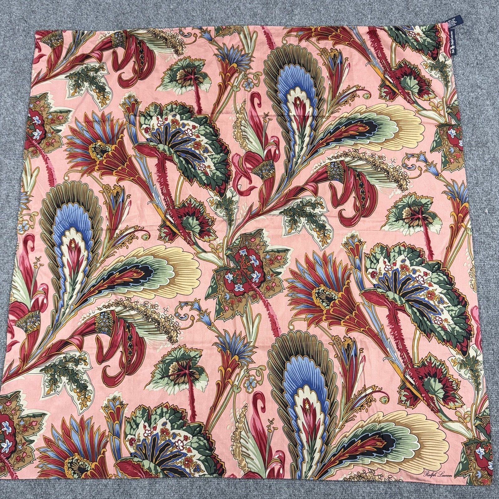 Vintage Polo Ralph Lauren Square Scarf Silk Floral Paisley Japan 35” Read