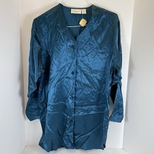 NEW Vintage Victoria  s Secret Gold Label Silk Night Shirt Medium Emerald Green