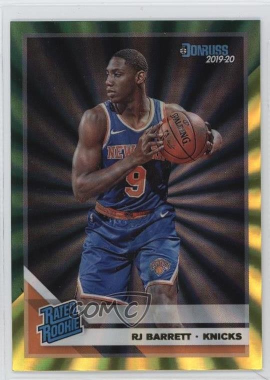 2019-20 Panini Donruss Rated Holo Green & Yellow Laser RJ Barrett Rookie RC fg5