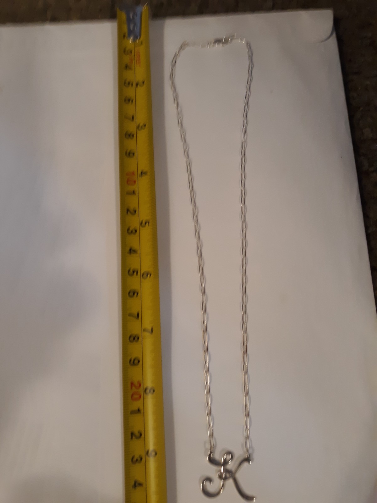 Silver necklace " K" Initial. - image 1