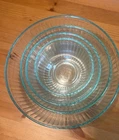 Set of 4 Pyrex Clear Mixing Bowls Ribbed Nesting 7401-S 7402-S 7403-S 7404-S