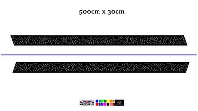 500 cm topographische Universal Van Streifen Grafik - gegossenes Vinyl 8+ Jahre