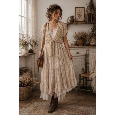 Boho Cottagecore Neutral Ann Taylor LOFT Tan Soft Mohair Alpaca Shrug M Cardigan